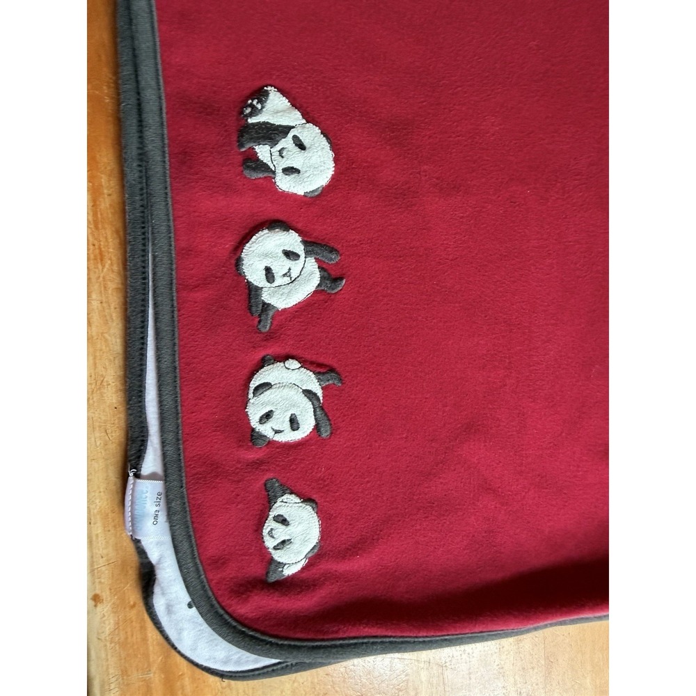 Gymboree Panda Bear Red Gray Baby Blanket Reversible 2009 Unisex Retired Rare
